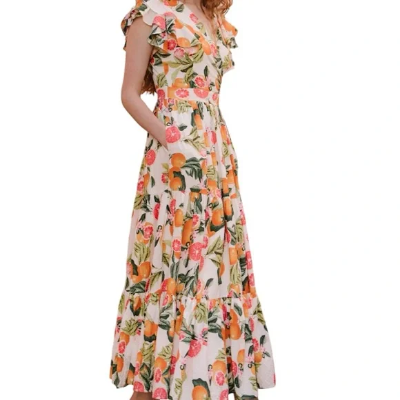 Ivy City Co Trixie Citrus Floral Maxi Dress - size 8 NWT - Picture 3 of 6